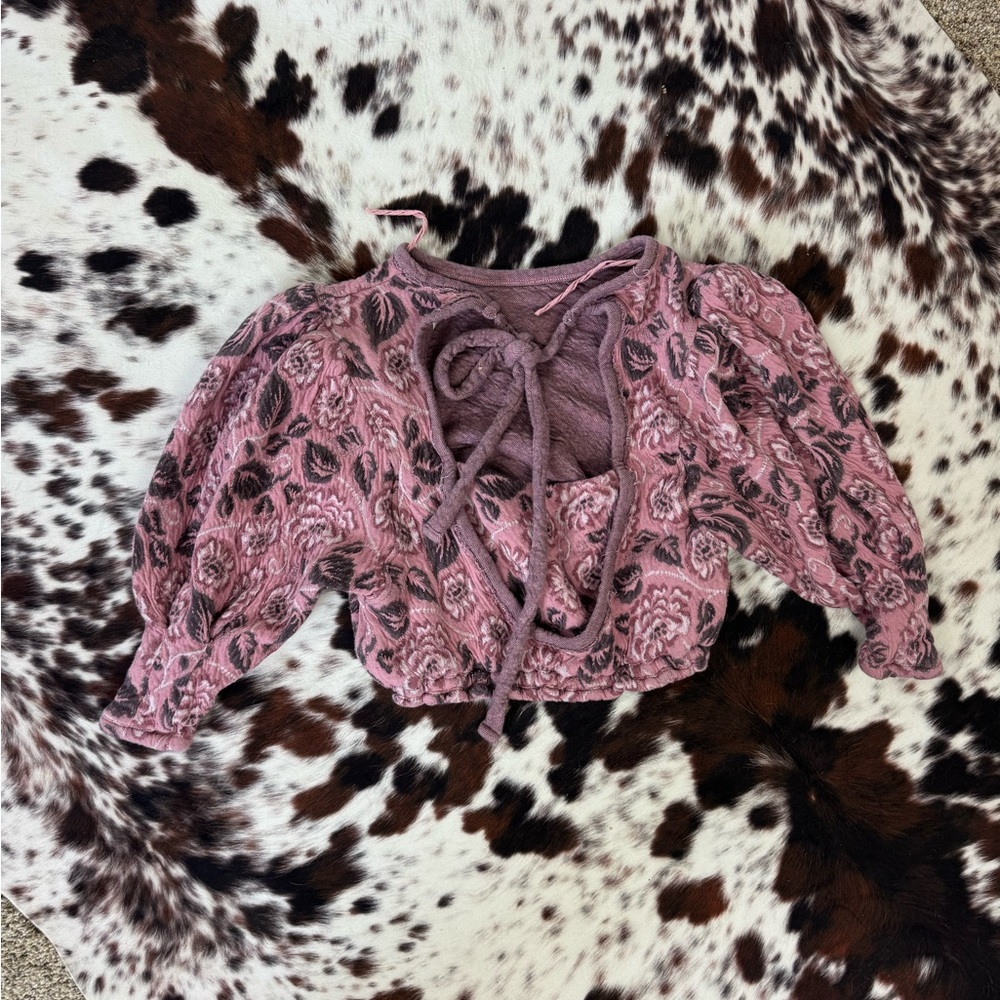 Free People “no ordinary top” Pink Floral Open-Back Crop Top Sz Small - Picture 5 of 9